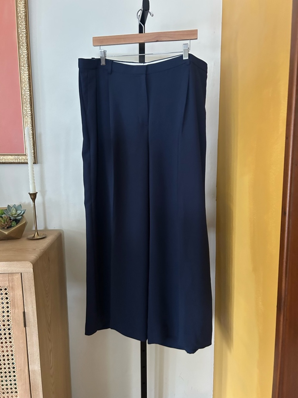J. Crew Wide-leg Essential Pants City Crepe Trousers Preppy Career Navy Blue 18 - Picture 2 of 7